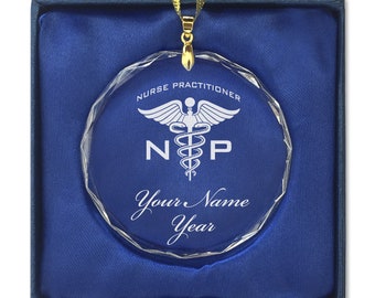 LaserGram Christmas Ornament, NP Nurse Practitioner, Personalized Engraving Included (Round Shape)