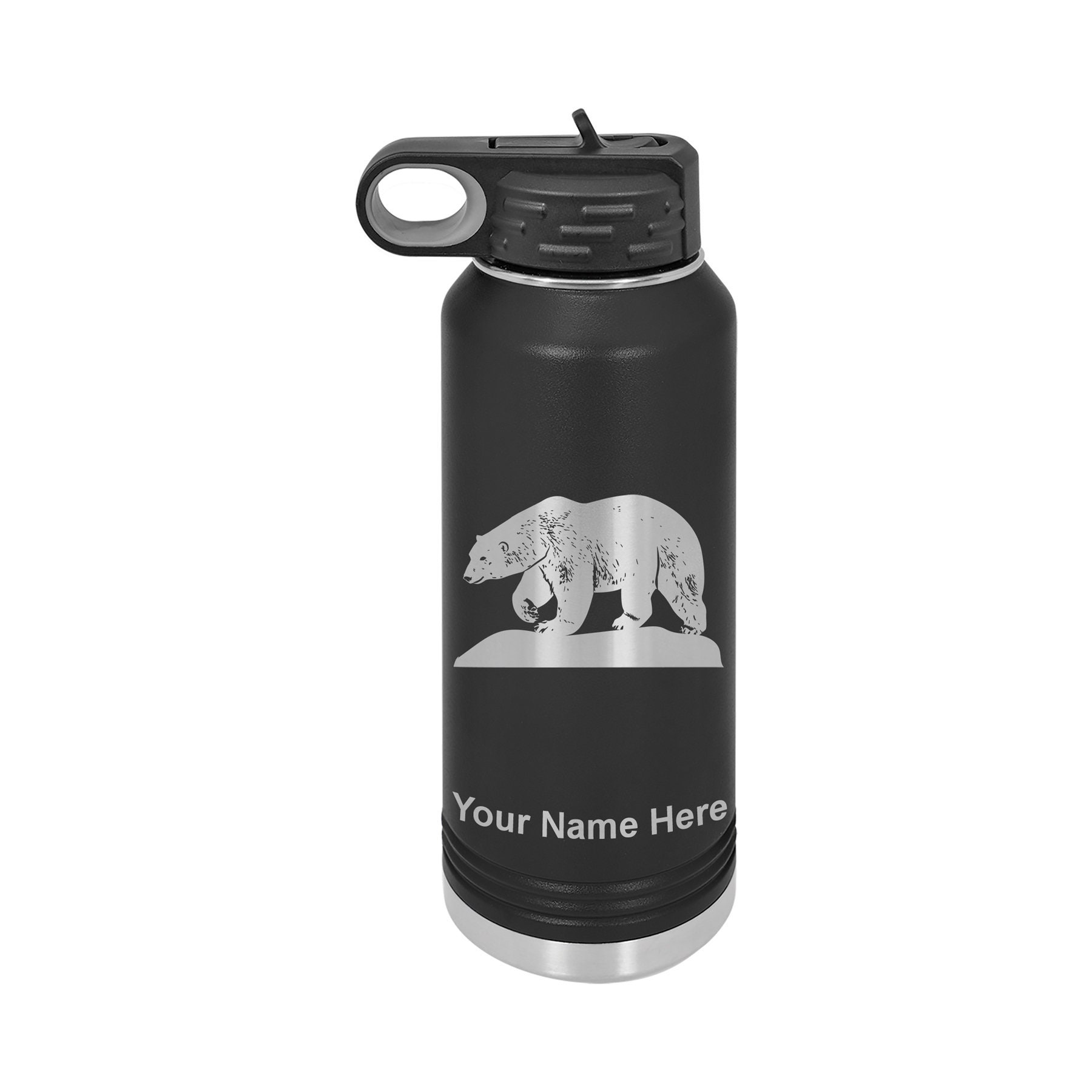 40oz Double Wall Flip Top Water Bottle With Straw, Polar Bear ...
