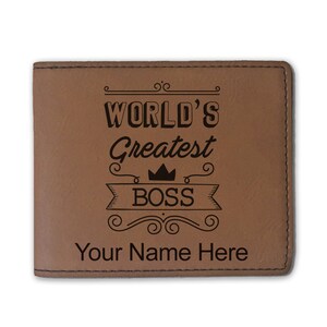 Cartera plegable de piel sintética, el mejor jefe del mundo, grabado personalizado incluido