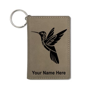 Monedero del titular de la identificación, colibrí, grabado personalizado incluido
