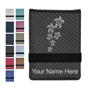 Faux Leather Mini Notepad, Sea Turtle Family, Personalized Engraving Included
