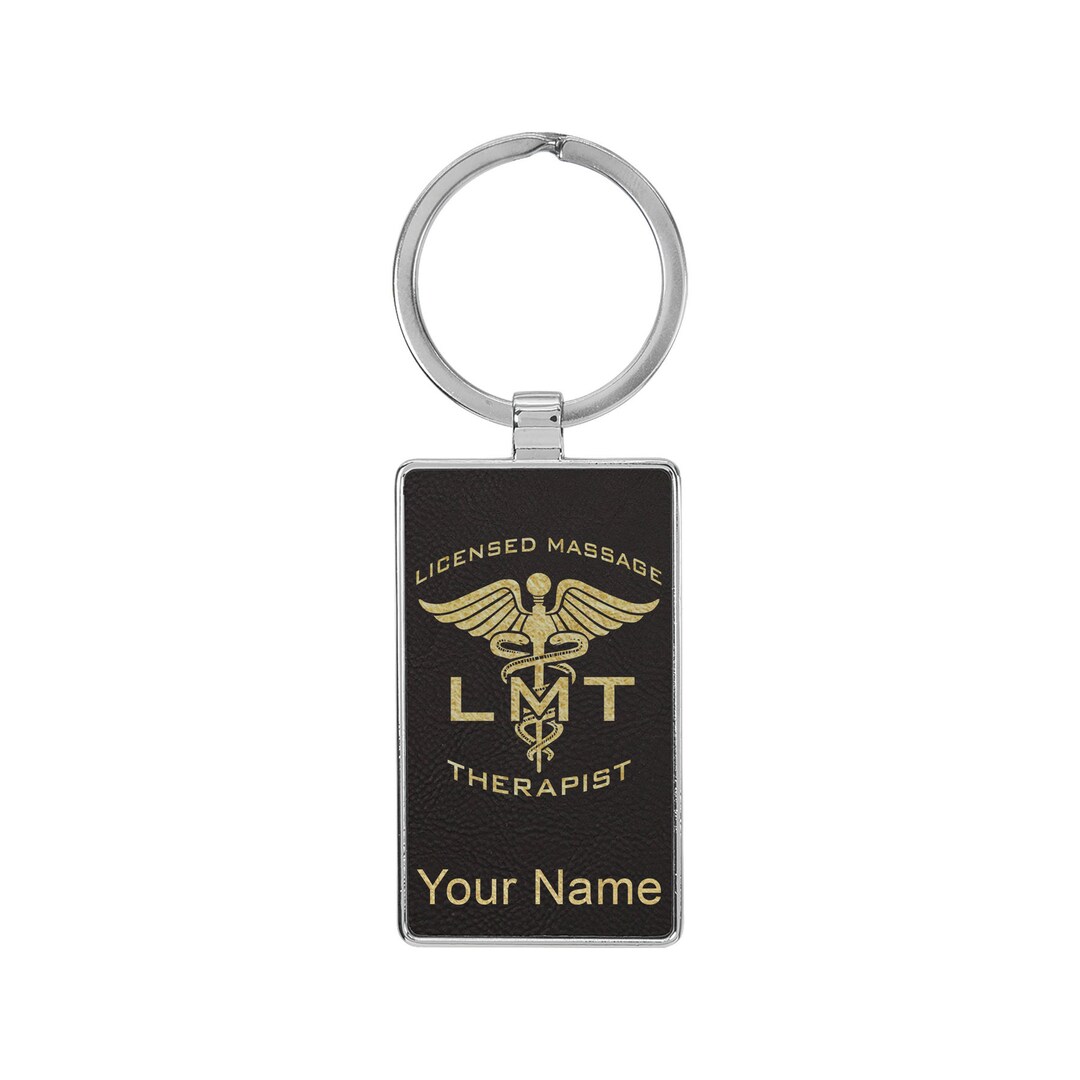 Body Spa Keychains Rectangle Metal Frame Keychain, LMT Licensed Massage Therapist ...