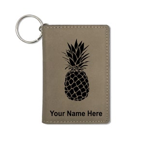 Monedero titular de identificación, piña, grabado personalizado incluido