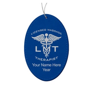 LaserGram Faux Leather Oval Christmas Ornament, LMT Licensed Massage Therapist, Personalized Engraving Included (Oval Shape)