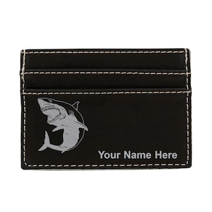 Monedero de cuero sintético Money Clip, Gran Tiburón Blanco, Grabado Personalizado Incluido