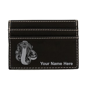 Monedero de cuero sintético Money Clip, Cobra Snake, Grabado personalizado incluido