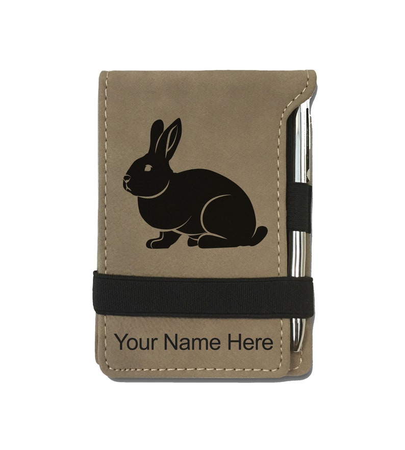 Faux Leather Mini Notepad,Rabbit, Personalized Engraving Included image 7
