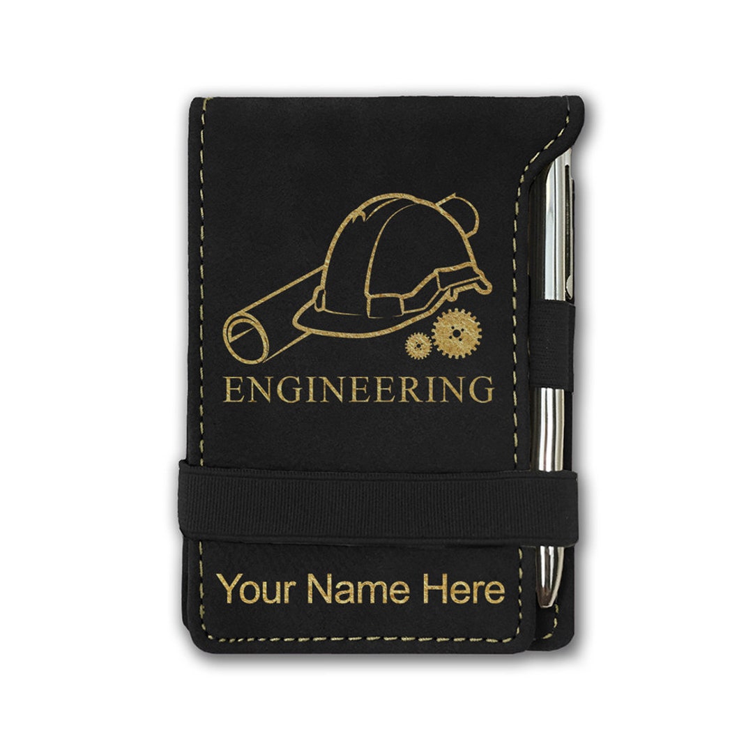 Personalized Engineer Notepad Faux Leather Mini Notepad, Engineering, Personalized Engraving Included ...