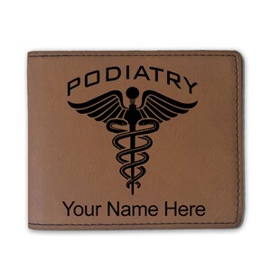 Cartera plegable de piel sintética, podología, grabado personalizado incluido