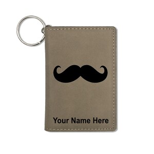 ID Holder Wallet, Mustache, Personalized Engraving Included