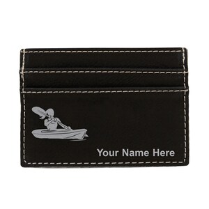 Monedero de cuero sintético Money Clip, Mujer Kayak, Grabado Personalizado Incluido