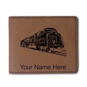 Cartera plegable de cuero sintético, tren de carga, grabado personalizado incluido