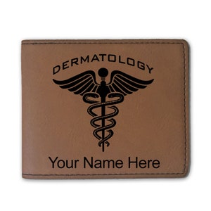 Cartera plegable de piel sintética, dermatología, grabado personalizado incluido