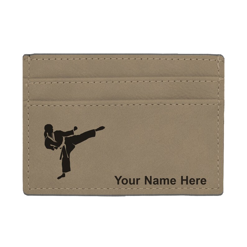 Faux Leather Money Clip Wallet Karate Woman Personalized Engraving Included