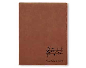 Large 9.5 X 12 Portfolio Notepad, Music Staff, Personalized Engraving Included