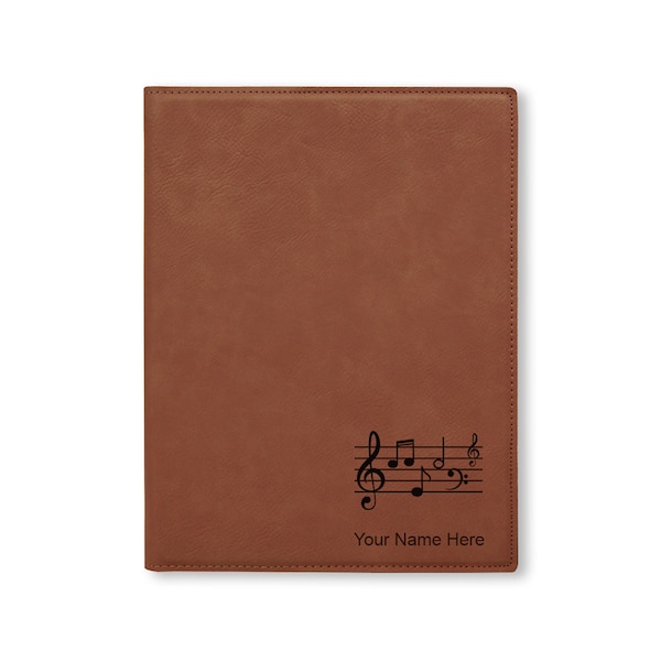 Large 9.5 X 12 Portfolio Notepad, Music Staff, Personalized Engraving Included