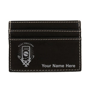 Monedero de cuero sintético Money Clip, electricista, grabado personalizado incluido