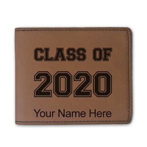 Cartera plegable de cuero sintético, clase de 2020, 2021, 2022, 2023, 2024, grabado personalizado incluido