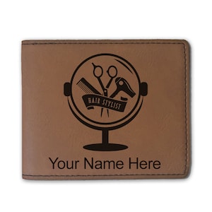 Cartera plegable de cuero sintético, estilista, grabado personalizado incluido