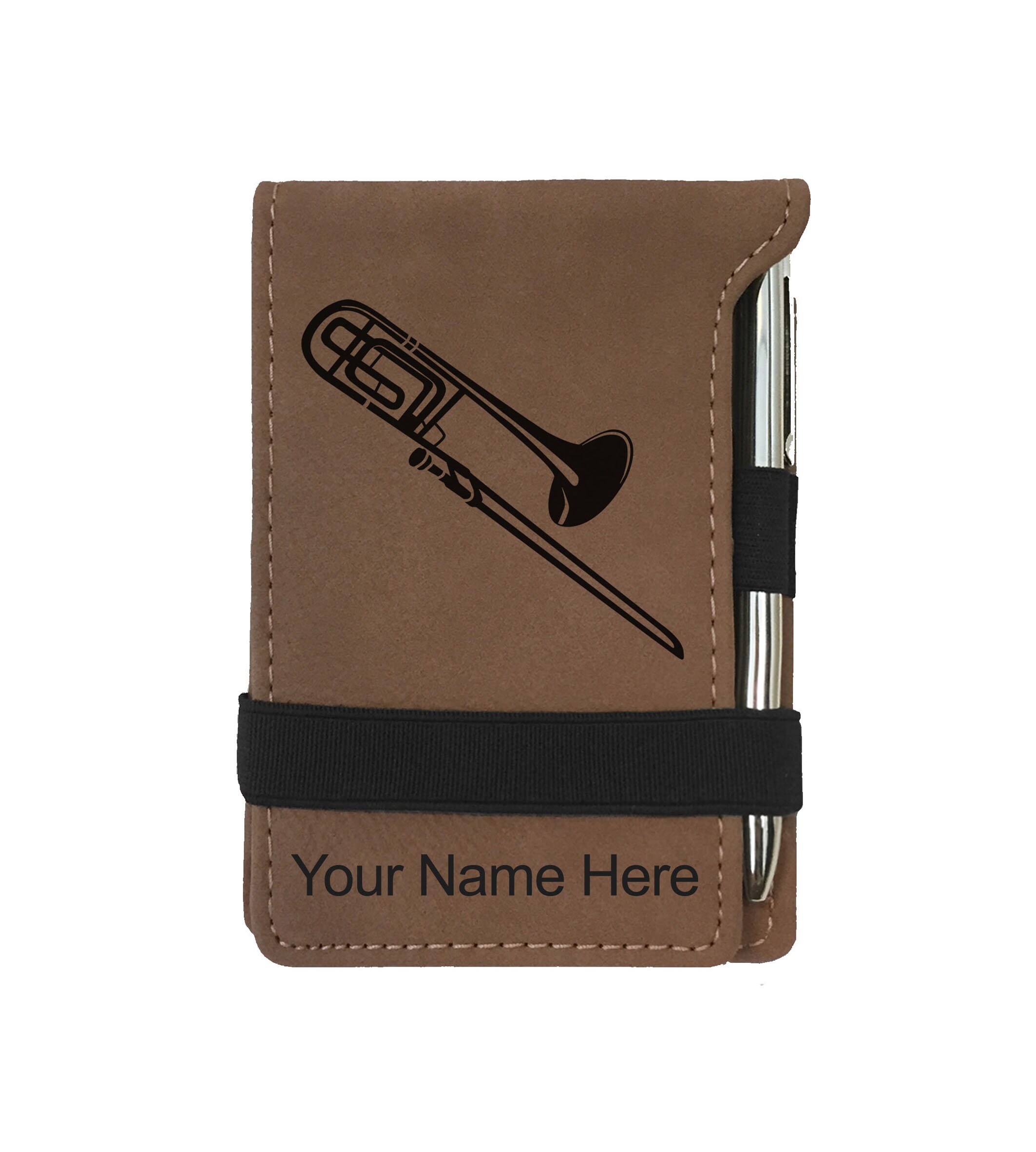 Faux Leather Mini NotepadTrombone Personalized Engraving | Etsy