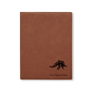 Small 7 X 9 Portfolio Notepad, Stegosaurus Dinosaur, Personalized Engraving Included