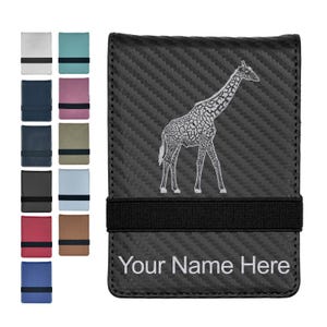 Faux Leather Mini Notepad, Giraffe, Personalized Engraving Included