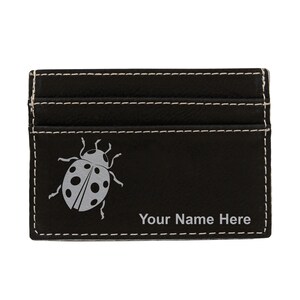 Monedero de cuero sintético Money Clip, ladybug, grabado personalizado incluido