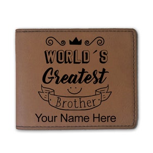 Cartera plegable de piel sintética, el mejor hermano del mundo, grabado personalizado incluido