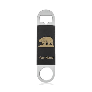 Faux Leather Bottle Opener, Polar Bear, Personalized Engraving Included (Faux Leather)