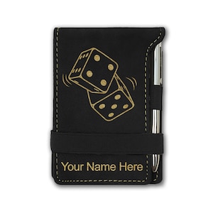 Faux Leather Mini Notepad, Pair of Dice, Personalized Engraving Included