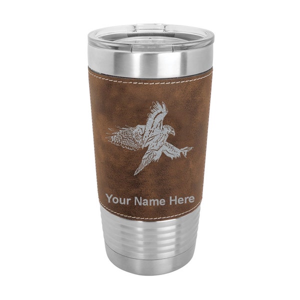 20oz Faux Leather Tumbler, Hawk, Personalized Engraving Included