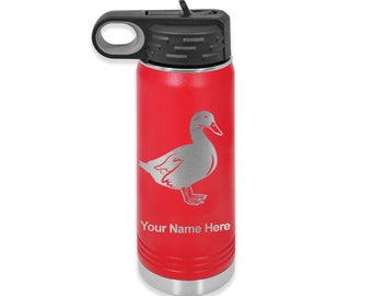 20oz Double Wall Flip Top Water Bottle with Straw, Duck, Personalized Engraving Included