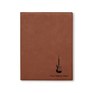Small 7 X 9 Portfolio Notepad, Electric Guitar, Personalized Engraving Included
