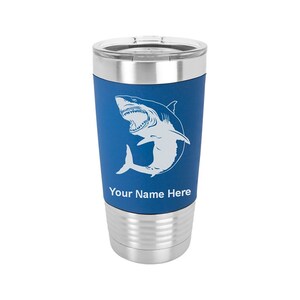 20oz Silicone Tumbler Mug, Great White Shark, Personalized Engraving Included