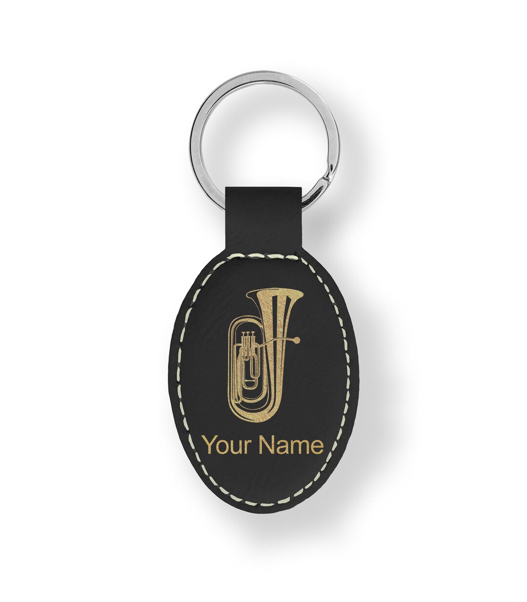 Faux Leather Oval Keychain,tuba, Personalized Engraving Included Etsy