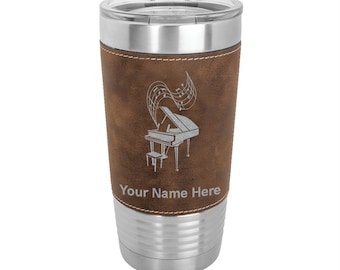 20oz Faux Leather Tumbler, Grand Piano, Personalized Engraving Included