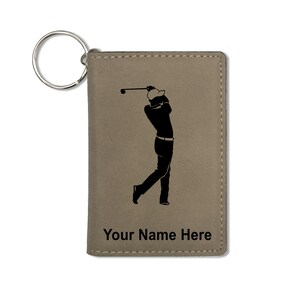Monedero del titular de la identificación, golfista, grabado personalizado incluido