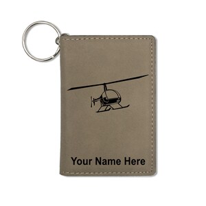 Monedero del titular de la identificación, helicóptero 2, grabado personalizado incluido