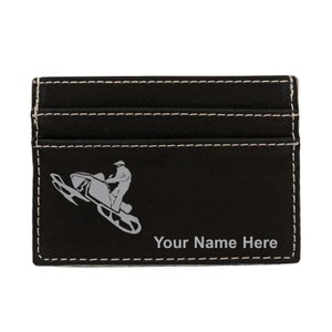 Monedero de cuero sintético Money Clip, Moto de nieve, Grabado personalizado incluido