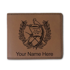 Cartera plegable de piel sintética, bandera de Guatemala, grabado personalizado incluido