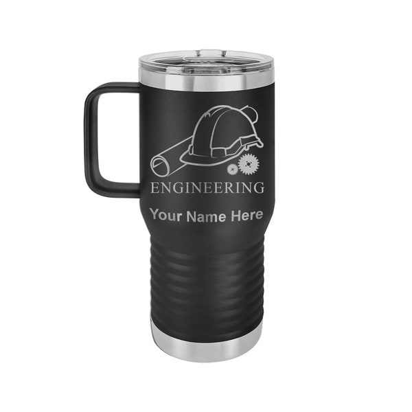 LaserGram 20oz Vacuum Insulated Coffee Mug With Handle, Engineering, Personalized Engraving Included