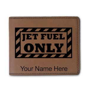 Cartera plegable de cuero sintético, solo combustible para aviones, grabado personalizado incluido
