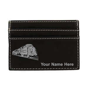 Monedero de cuero sintético Money Clip, tren de carga, grabado personalizado incluido