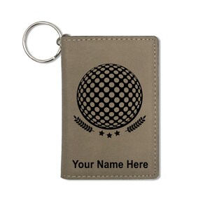 Monedero del titular de la identificación, pelota de golf, grabado personalizado incluido