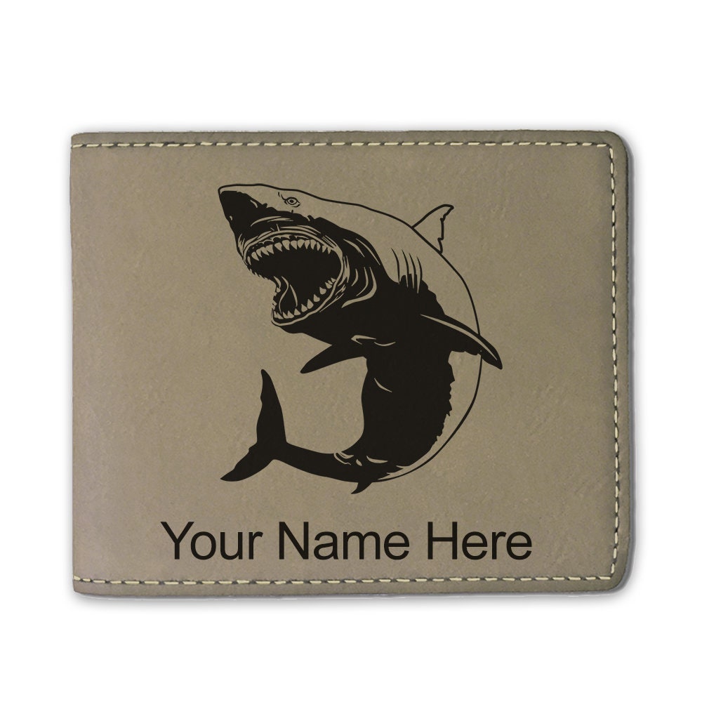 Faux Leather Bi-fold Wallet, great White Shark, Personalized