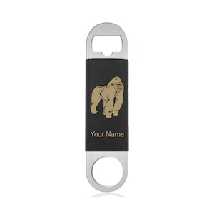 Faux Leather Bottle Opener, Gorilla, Personalized Engraving Included (Faux Leather)
