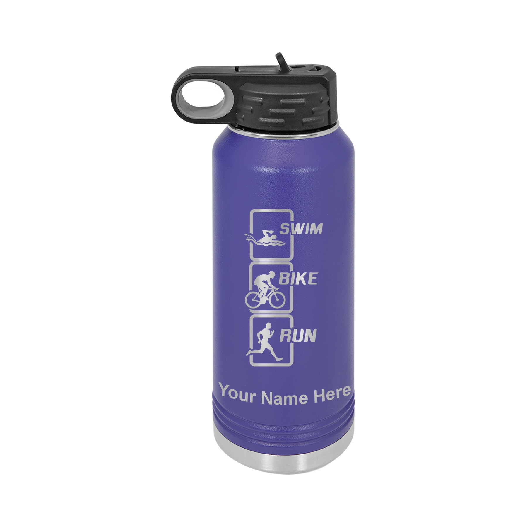 LaserGram Personalized 20oz Soccer Ball Water Bottle - Double Wall Stainless Steel, Flip Top Straw, Coral Color - View #12