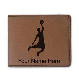 Cartera plegable de cuero sintético, Basketball Slam Dunk Man, grabado personalizado incluido