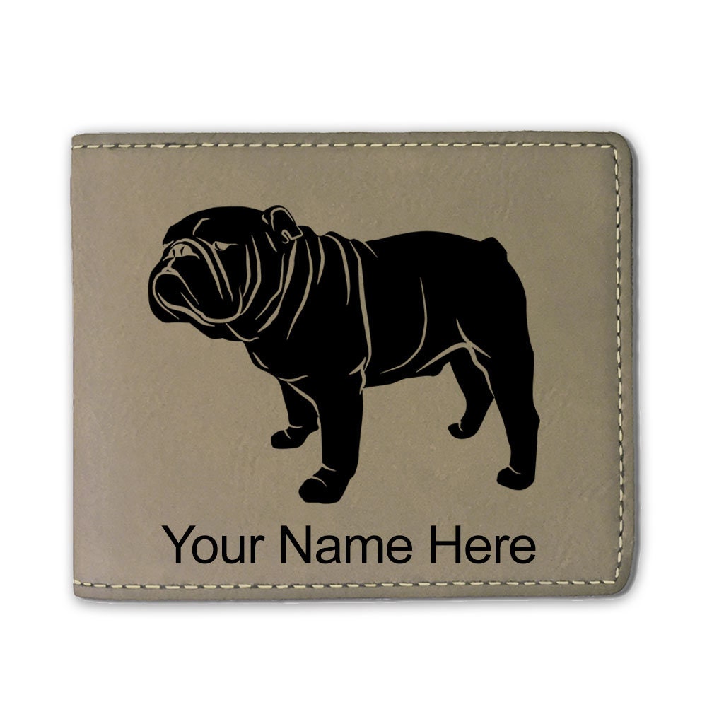 Bulldog Faux Leather Keychain & Handmade Personalised Black 