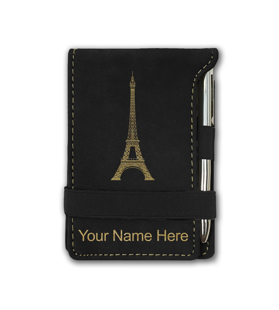 Faux Leather Mini Notepad, eiffel Tower, Personalized Engraving ...